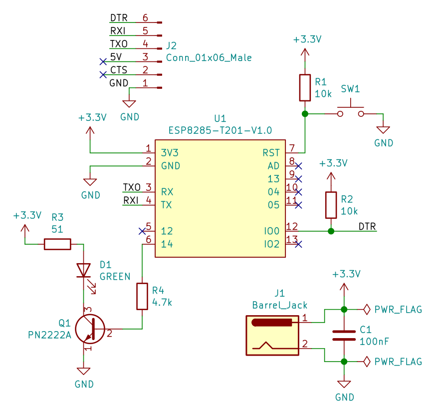 Schematic of ESP8285 connection